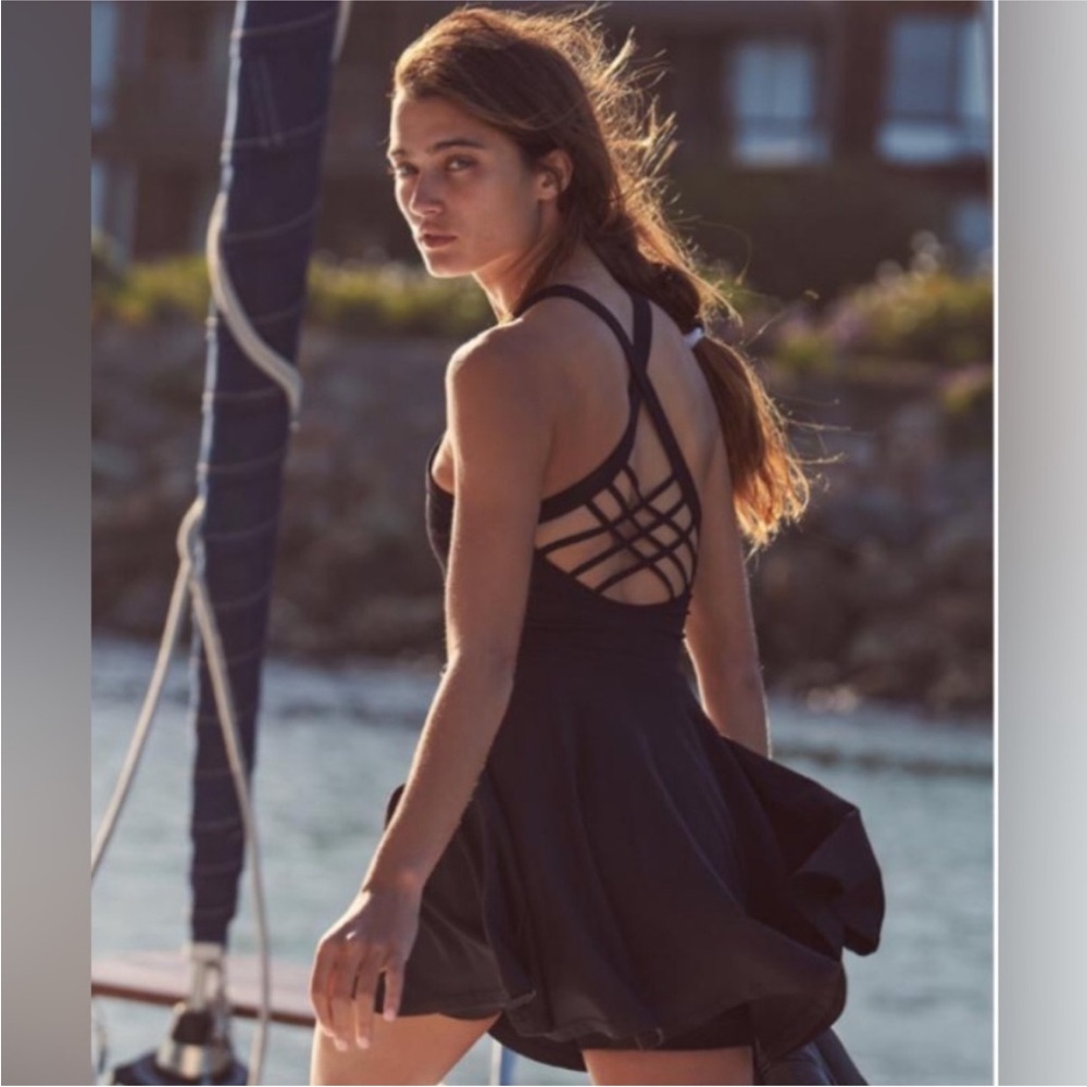 FP Movement by Free People Black Crisscross Strap Mini Dress